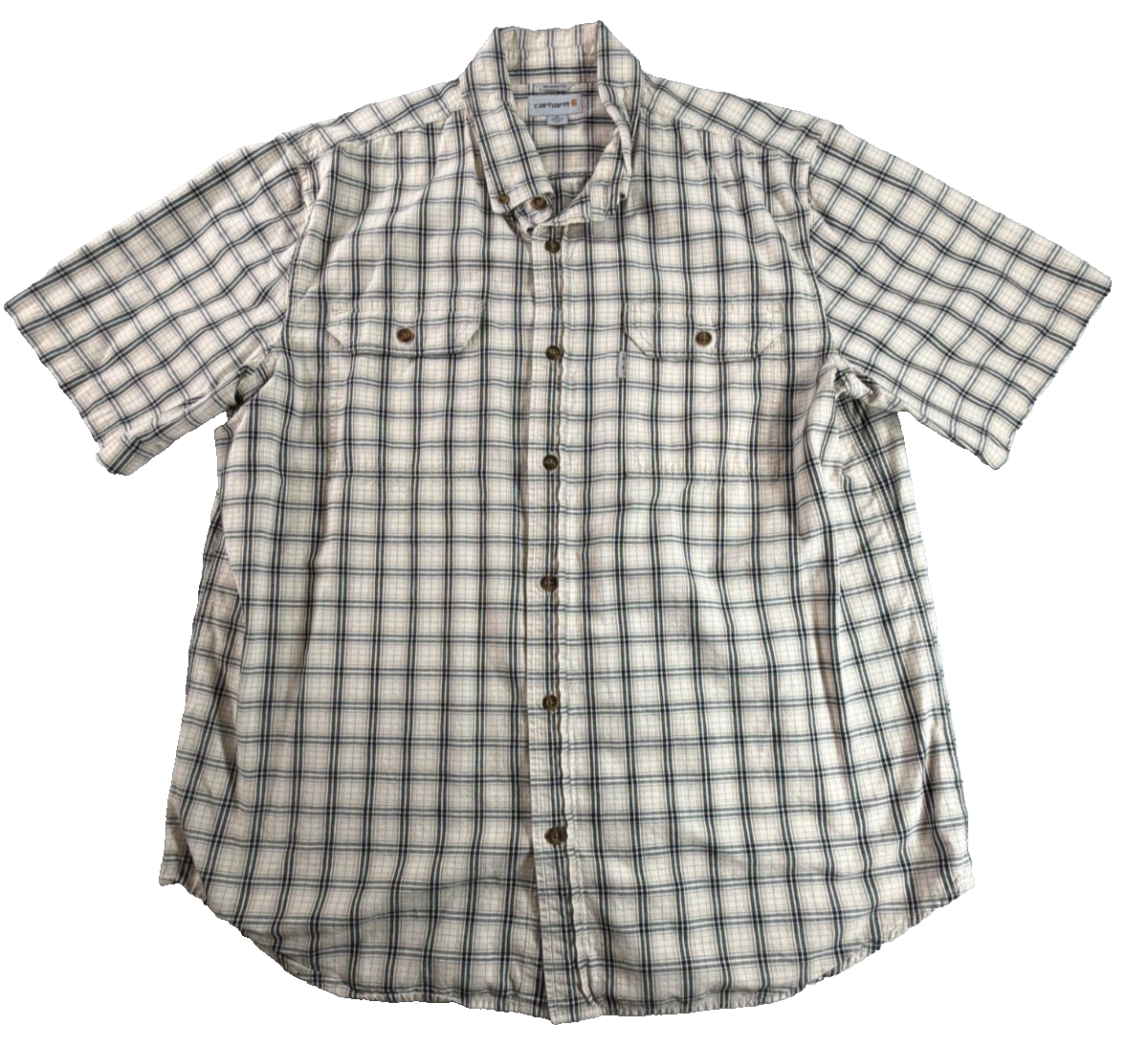 Carhartt Relaxed Fit Mens XL Short Sleeve Plaid Button Down Work Shirt Cotton