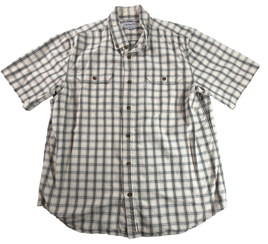 Carhartt Relaxed Fit Mens XL Short Sleeve Plaid Button Down Work Shirt Cotton