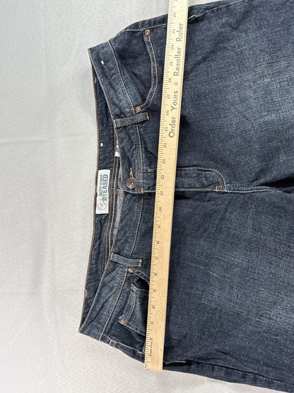 EASED Dark Straight Leg Jeans 26 Blue Cotton Spandex Designer Luxury Mexico