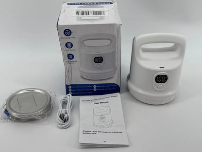 Electric Mason Jar Vacuum Sealer White USB Rechargeable Lid Kit Leak-Proof BPA-F