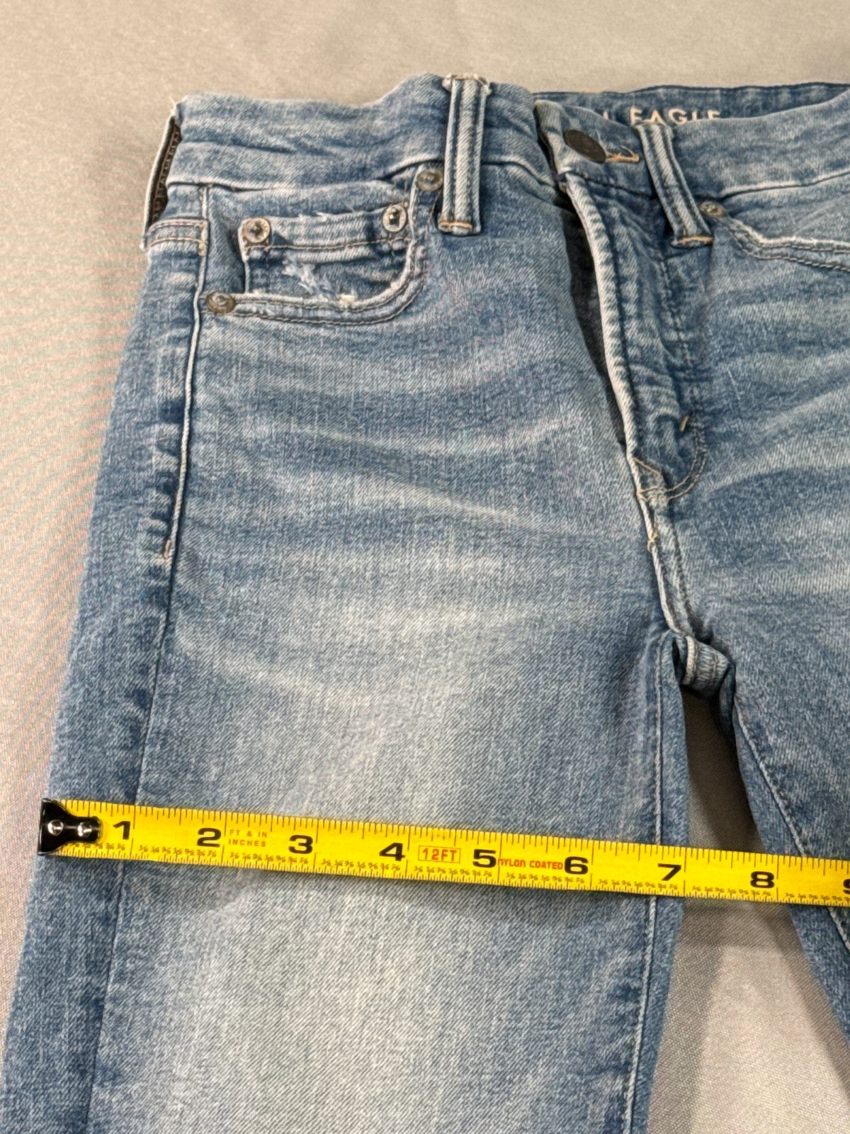 American Eagle Next Level Jegging Jeans 00 X-Short Distressed Raw Hem Blue