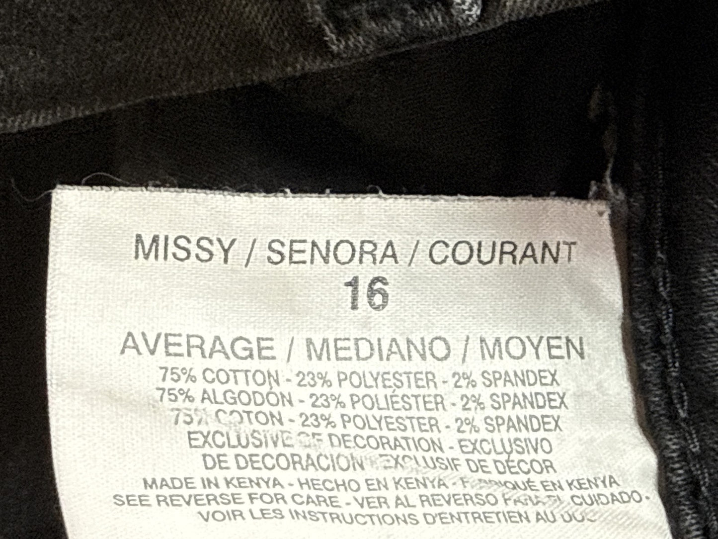 Gloria Vanderbilt Jeans Womens 16 Black Cotton Blend Straight Leg Regular Fit