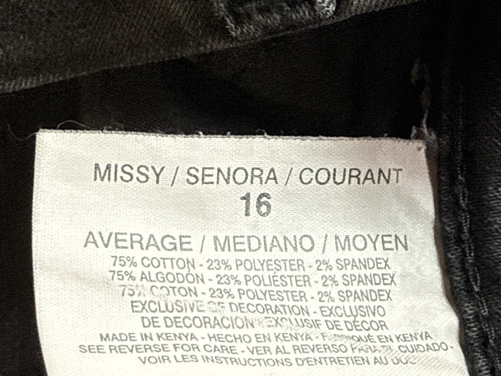 Gloria Vanderbilt Jeans Womens 16 Black Cotton Blend Straight Leg Regular Fit