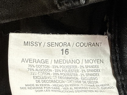 Gloria Vanderbilt Jeans Womens 16 Black Cotton Blend Straight Leg Regular Fit