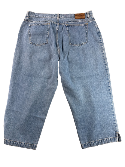RALPH LAUREN JEANS 16 Womens Crop Capris Light Wash Blue Denim Side Slit Pants