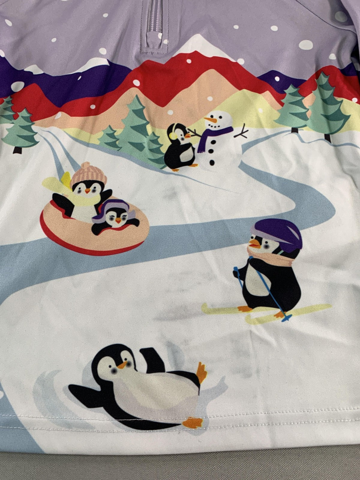 Spyder Pullover Youth 5 Purple Quarter Zip Penguin Winter Graphic Long Sleeve