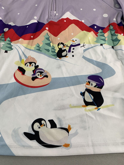 Spyder Pullover Youth 5 Purple Quarter Zip Penguin Winter Graphic Long Sleeve