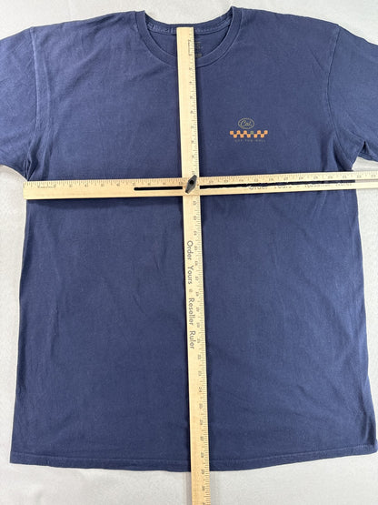 VANS Off Wall Graphic Tee Mens Large Navy Blue 100% Cotton Crewneck Short