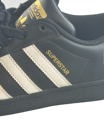 Adidas Superstar EF5398 Black White Gold GS 5.5Y Womens 7 Shell Toe Originals