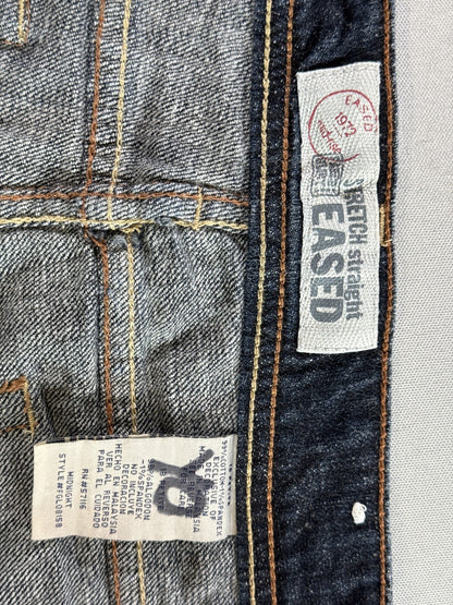 EASED Dark Straight Leg Jeans 26 Blue Cotton Spandex Designer Luxury Mexico