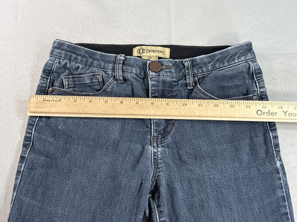 Democracy Jeans Womens 2P Blue Denim Tapered Stretch Classic Mid Rise Ab Cotton