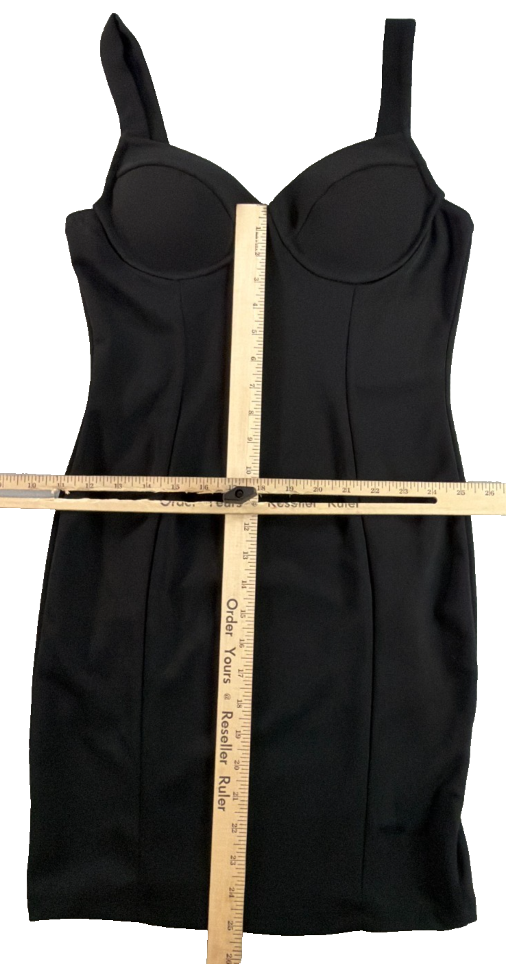 Haute Monde Black Bustier Bodycon Mini Dress Women Medium Sweetheart Cup LBD