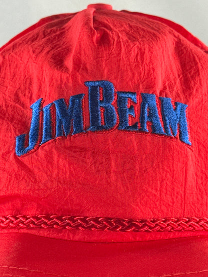 Jim Beam 1990s Red Rope Front Snapback Hat Vintage Embroidered Trucker Cap NWT