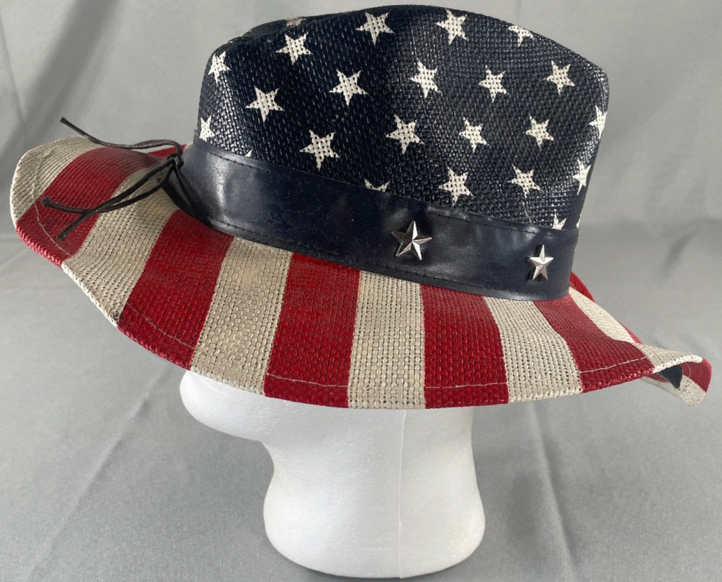 Vintage Mens American Flag Cowboy Hat Patriotic Western Rodeo One Size Adult
