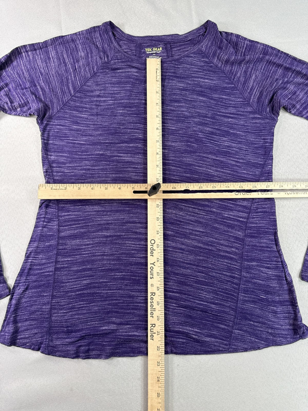 Tek Gear Heathered Long Sleeve Crewneck Top Womens Purple Rayon Polyester M