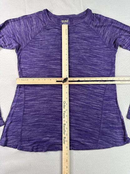 Tek Gear Heathered Long Sleeve Crewneck Top Womens Purple Rayon Polyester M