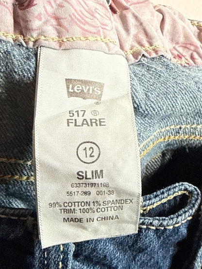 Levi's 517 Girls Jeans 12 Slim Flare Stretch Medium Wash Adjustable Waist Denim
