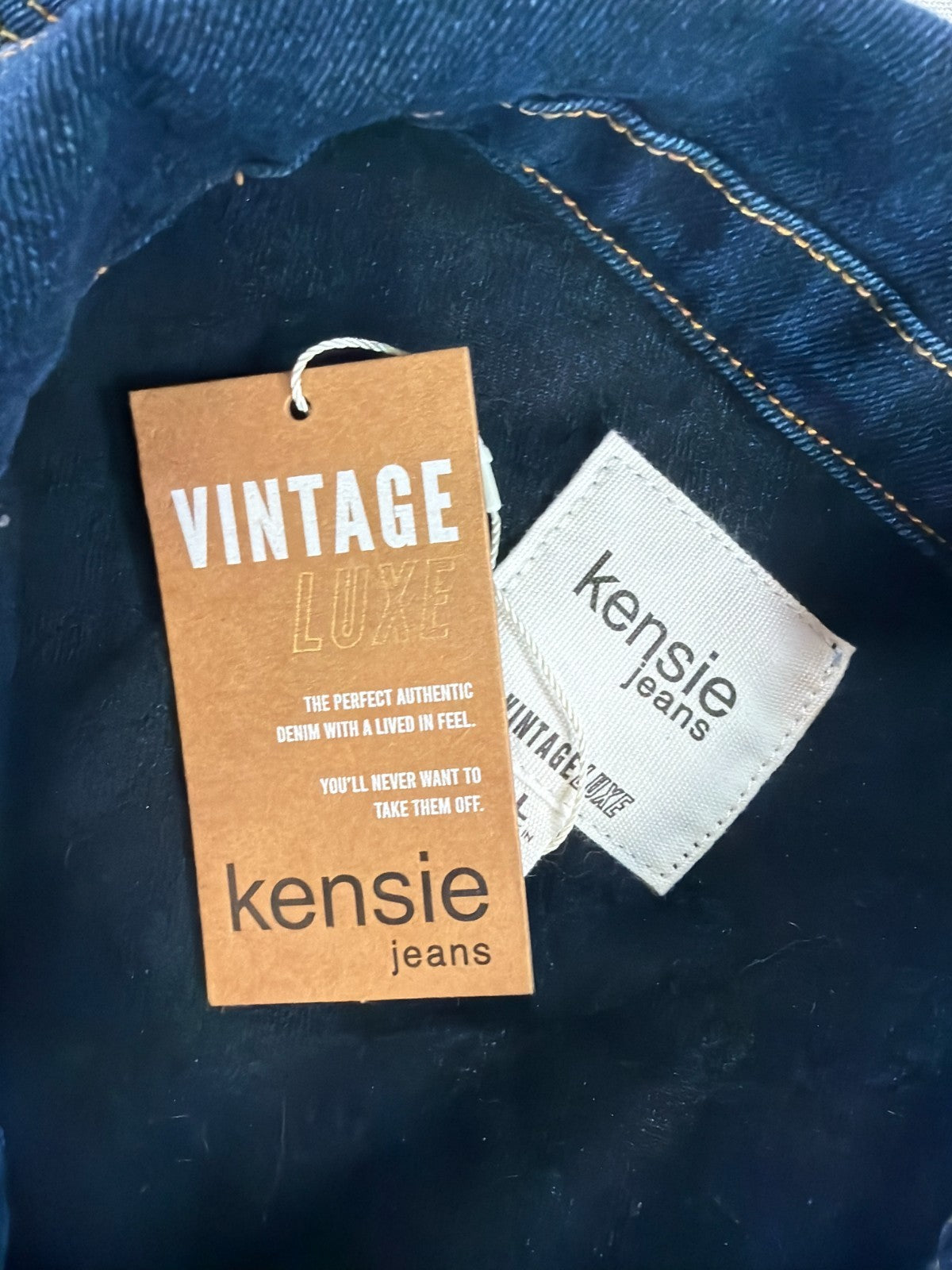 Kensie Jeans Vintage Luxe Denim Jacket Shacket Womens Large NWT Frayed Hem Blue