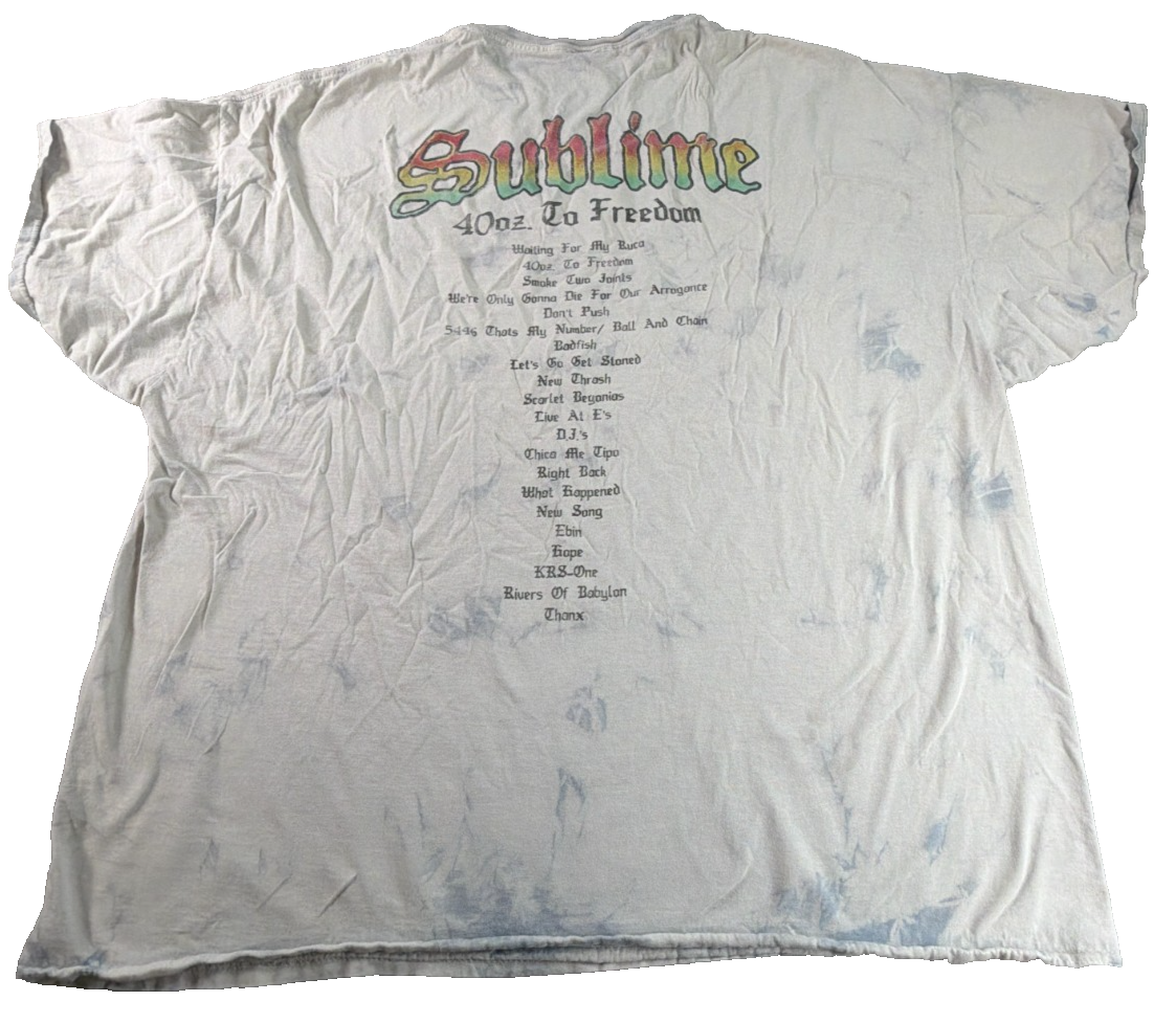 Sublime 40oz To Freedom Sun Double Sided Bleach Tie Dye Band Tee Mens 2XL NWT