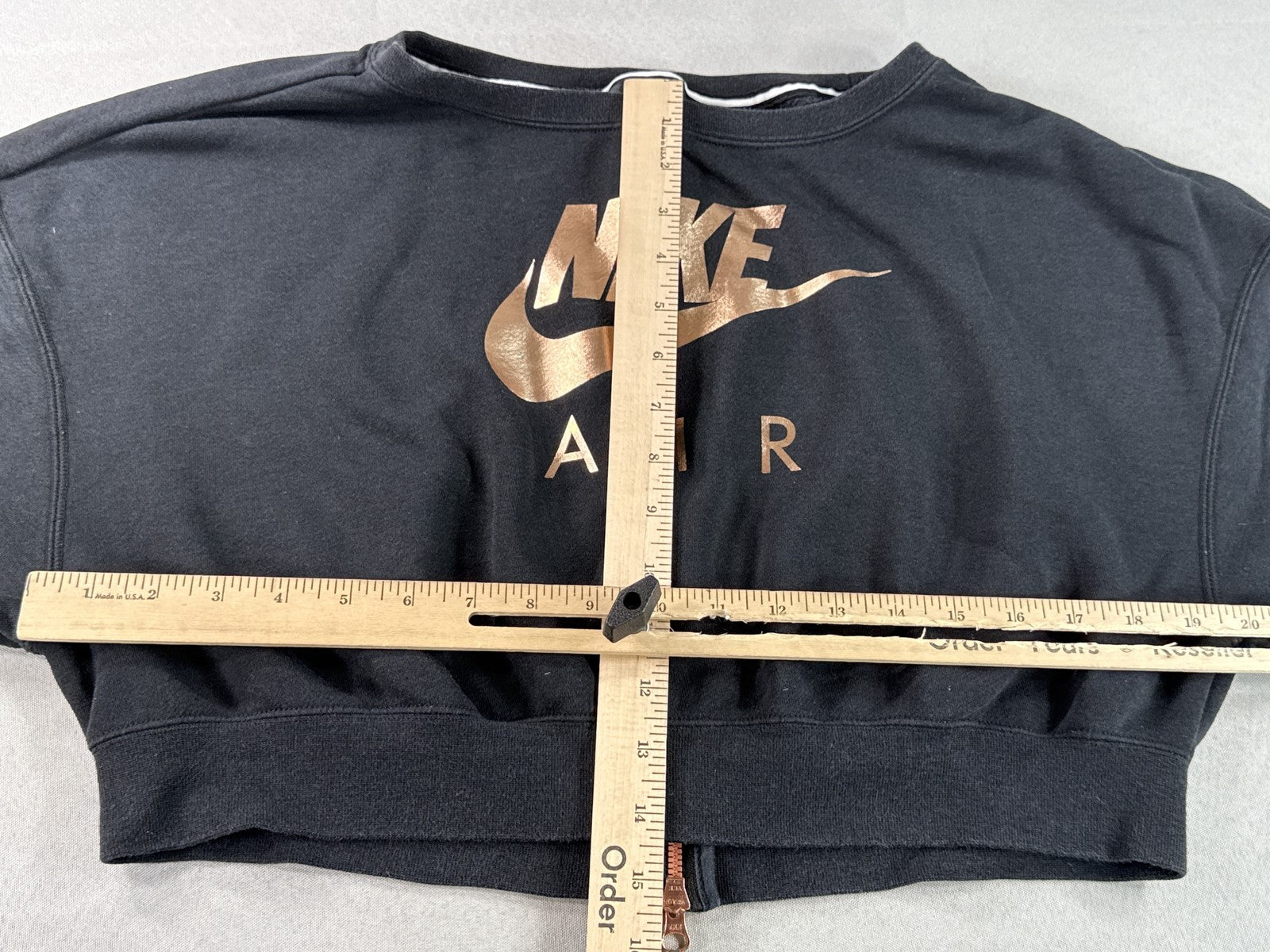 Nike Air Cropped Sweatshirt Womens S Black Cotton Blend Regular Fit Long Sleeve
