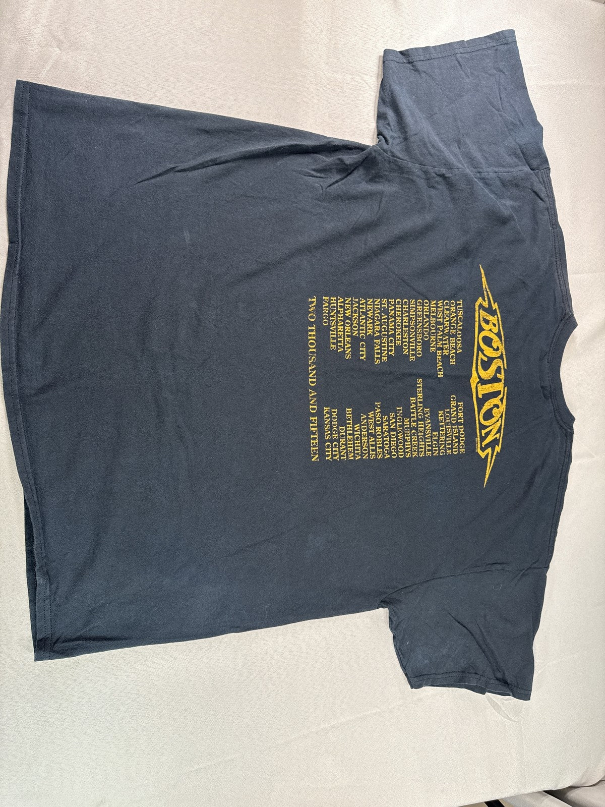 GILDAN Boston Music Graphic Tee 2XL Black 100% Cotton Preshrunk Vintage Rock Men