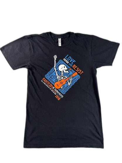 Alstyle Skeleton Day Dead Graphic Tee S Black 100% Cotton Crewneck Short Sleeve