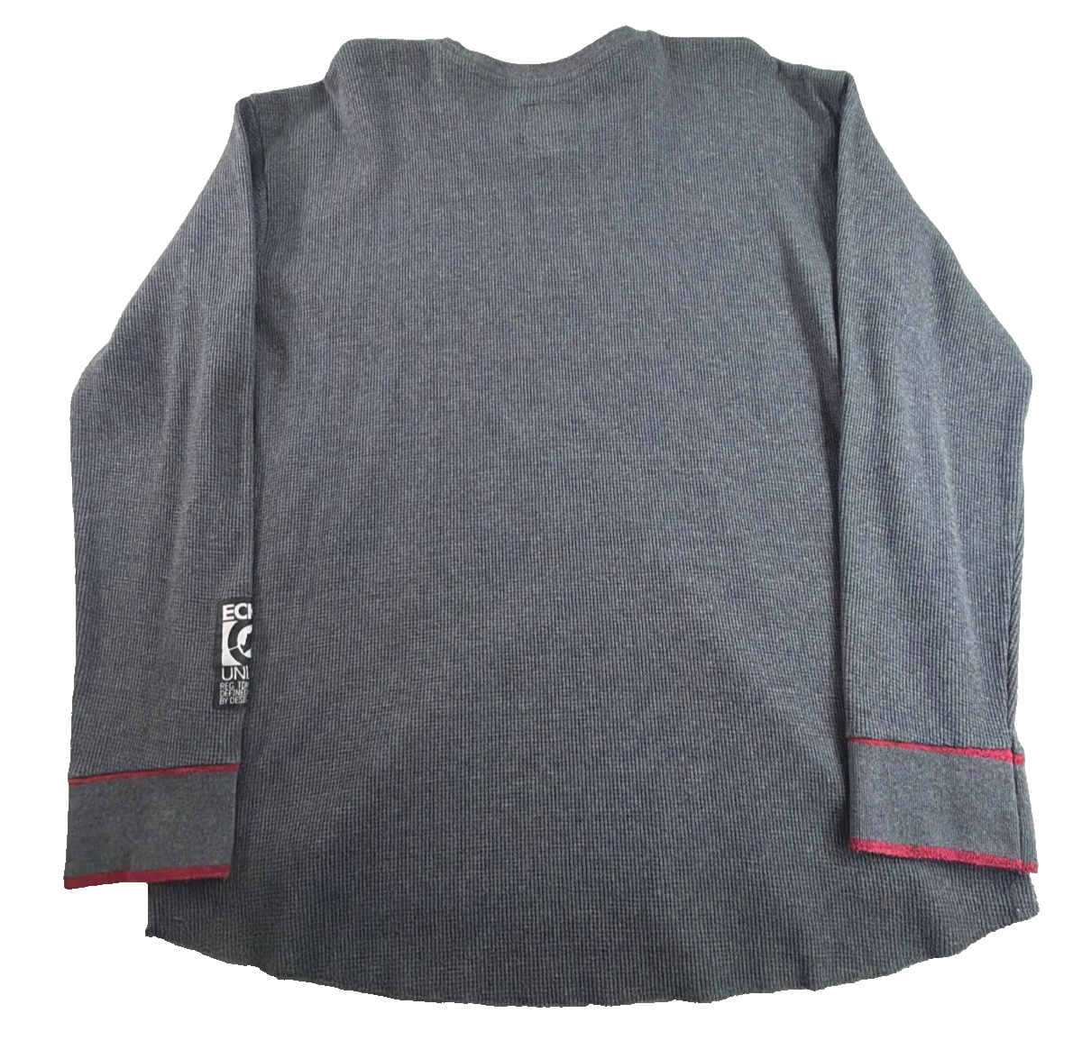 Ecko Unltd Thermal Waffle Knit Long Sleeve Shirt Mens 3XL Gray Red Trim Rhino