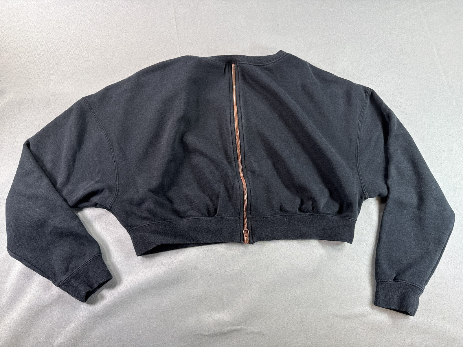 Nike Air Cropped Sweatshirt Womens S Black Cotton Blend Regular Fit Long Sleeve