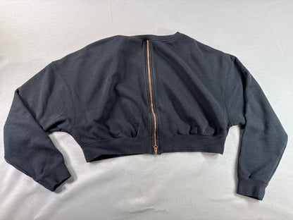 Nike Air Cropped Sweatshirt Womens S Black Cotton Blend Regular Fit Long Sleeve