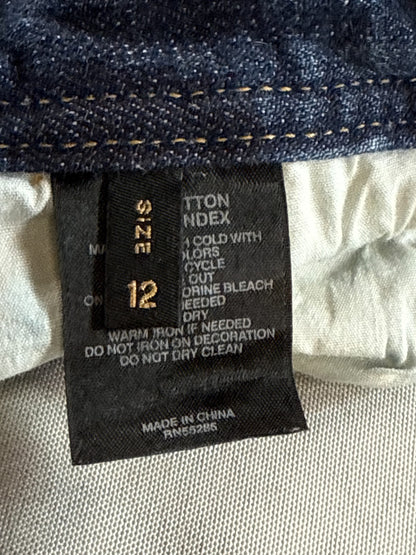 X2 Womens Capri Jeans Size 12 Blue Denim Stretch Bling Pocket Cropped Pants