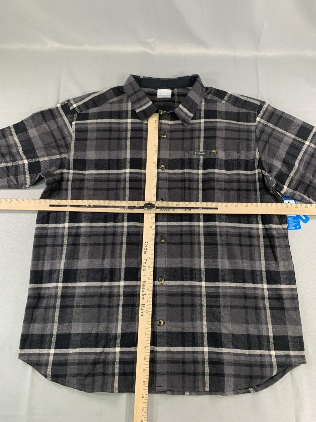 Columbia Shirt Mens XL Gray Plaid Pitchstone Heavyweight Flannel II Button Down