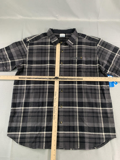 Columbia Shirt Mens XL Gray Plaid Pitchstone Heavyweight Flannel II Button Down