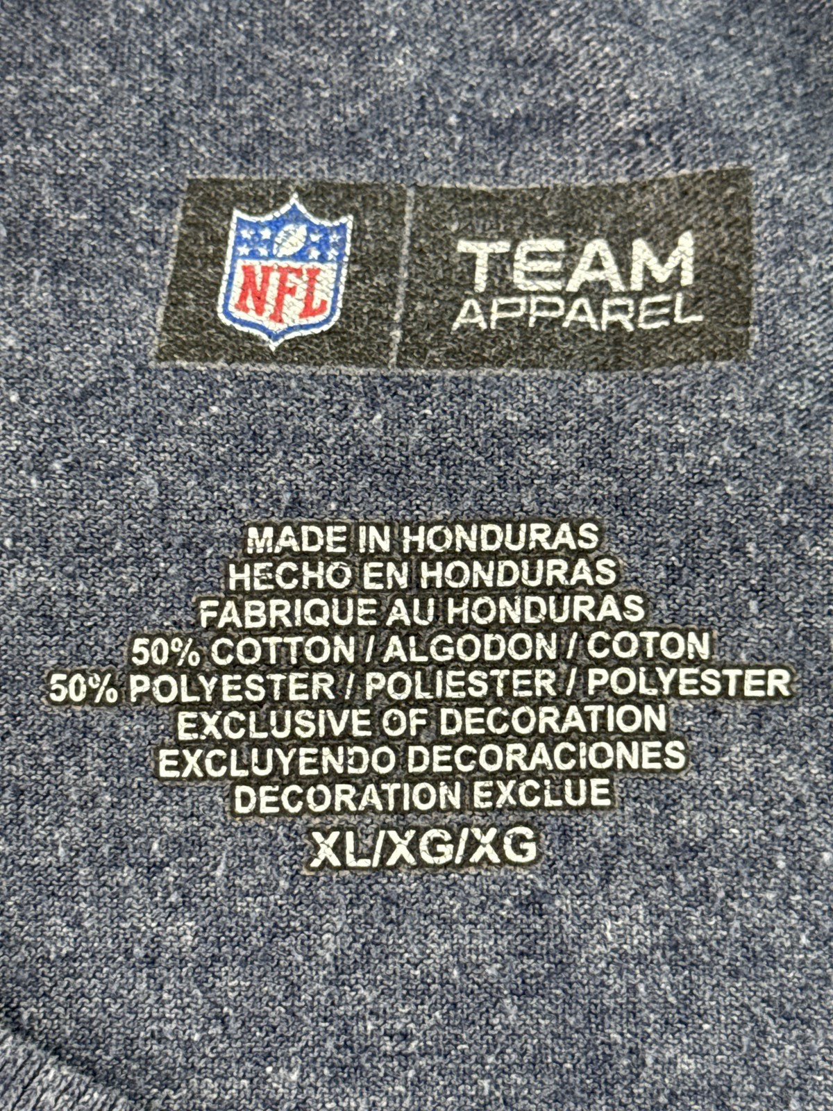 NFL Team Apparel Seattle Seahawks Long Sleeve Tee XL Blue Cotton Polyester