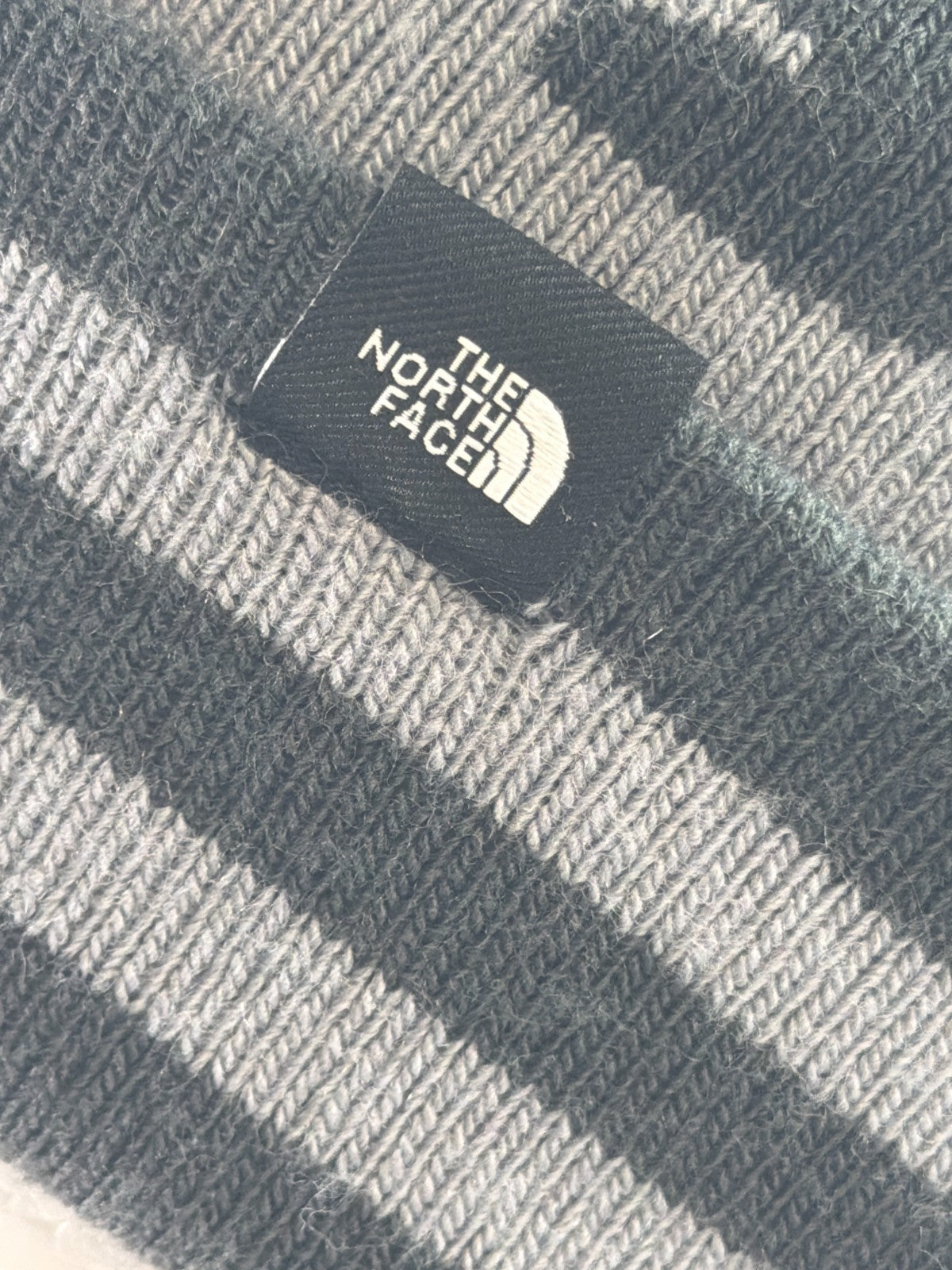 North Face Ski Tuke Bear Pom Beanie Reversible Gray Black 1966 Knit Hat OS NWT