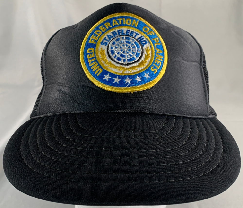 VTG SportCap Star Trek Trucker Hat Black Mesh Snapback United Federation OSFA