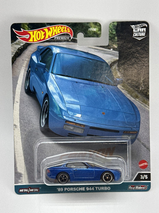 Hot '89 Porsche Wheels 944 Turbo Premium Diecast Car 1:64 Blue Metal