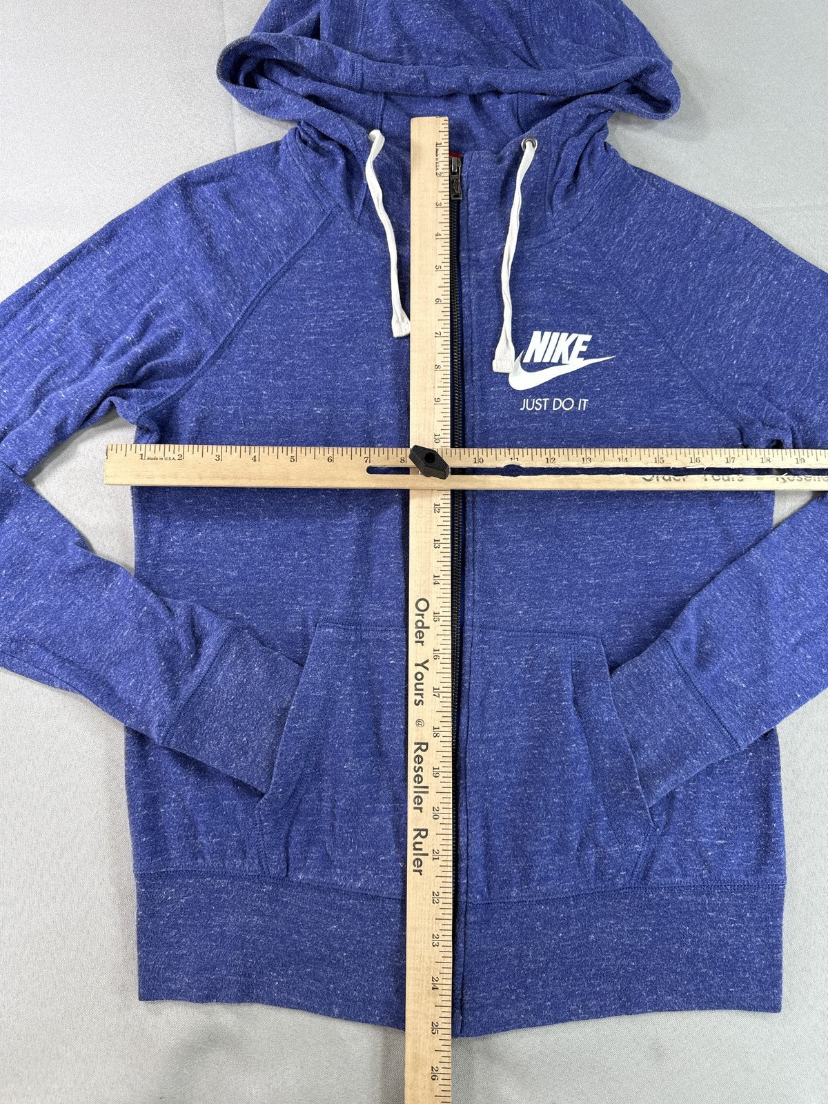 Nike 455 Full Zip Hoodie S Blue Lightweight Regular Fit Long Sleeve