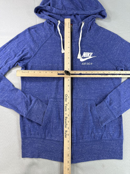 Nike 455 Full Zip Hoodie S Blue Lightweight Regular Fit Long Sleeve