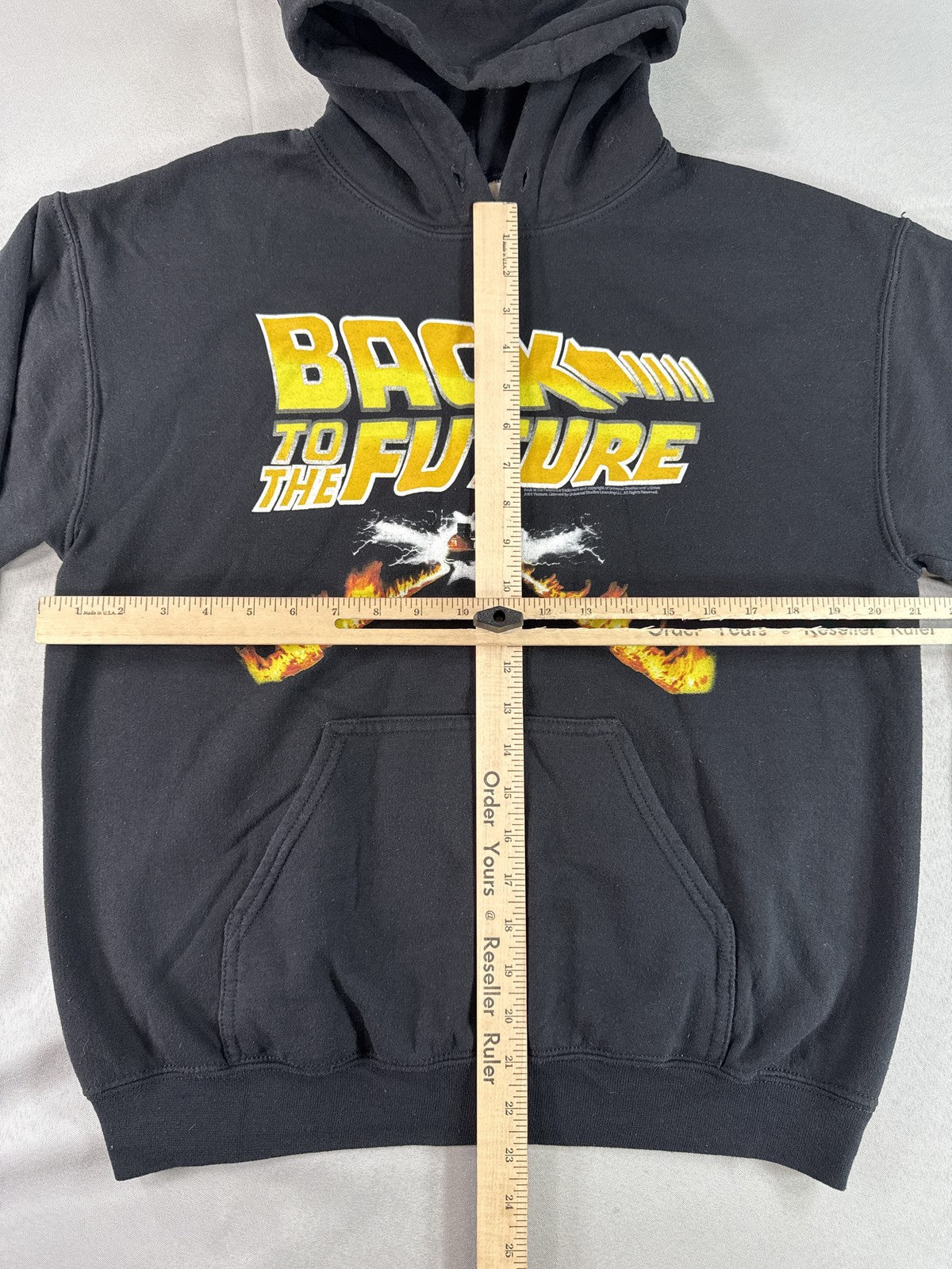 GILDAN Back to the Future Hoodie M Black Cotton Pullover Graphic Long