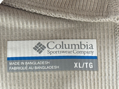 Columbia Mock Neck Long Sleeve Pullover XL Top Beige Ribbed Soft Polyester Mens