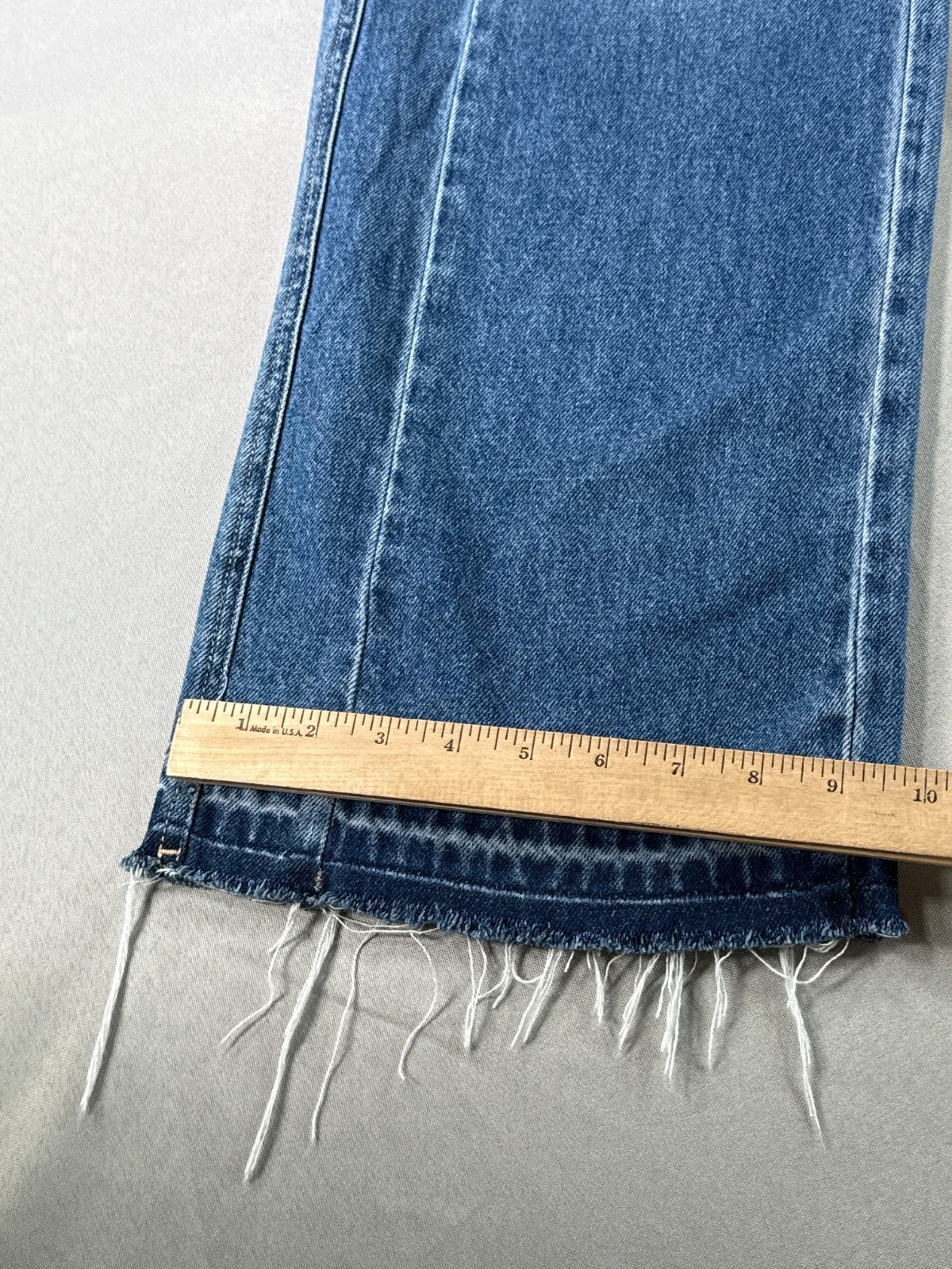 Wide Leg Jeans Womens S Semir High Rise Frayed Raw Hem Medium Wash Blue Baggy