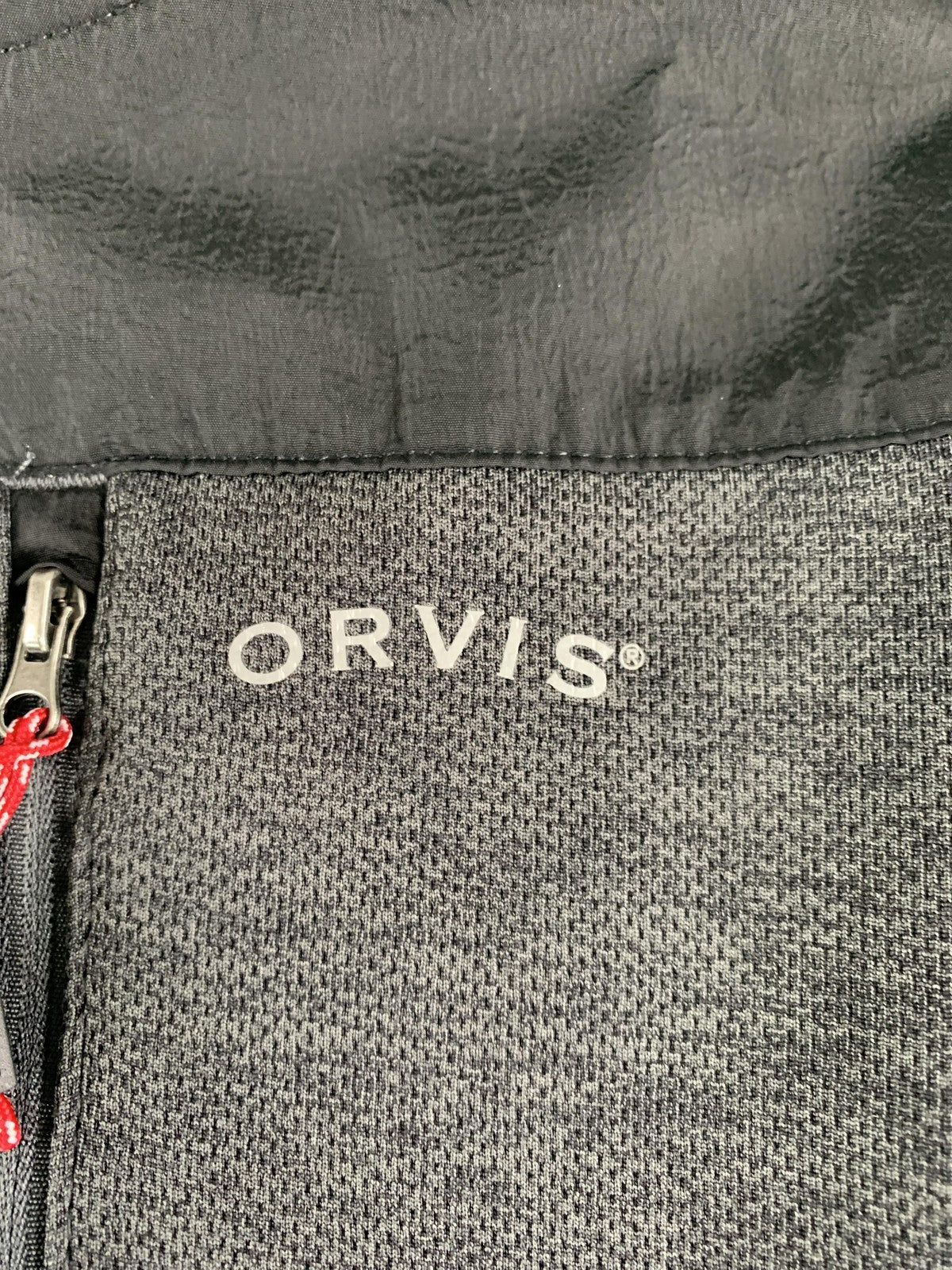 Orvis Jacket Mens Medium Gray Black Full Zip Performance Outdoor Layering Fleece
