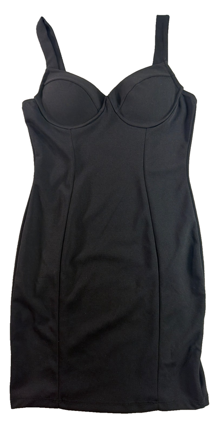 Haute Monde Black Bustier Bodycon Mini Dress Women Medium Sweetheart Cup LBD