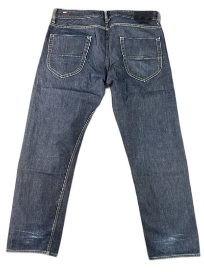 Diesel Straight Leg Jeans W36 L30 Blue 100% Cotton Mid Rise Pocket Button