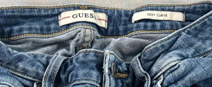 Guess Sexy Curve Skinny Jeans Womens Blue Stretch Denim Mid Rise Faded Wash 30