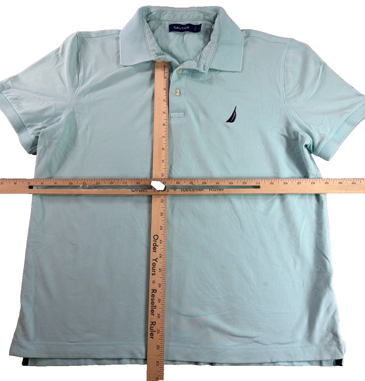 Nautica Performance Deck Shirt Polo Mens Large Mint Green Classic Fit Outdoor