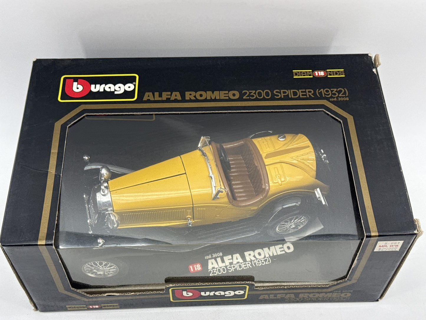 Bburago Alfa Romeo 1:18 Diecast Toy Vehicle Yellow Vintage Limited Edition