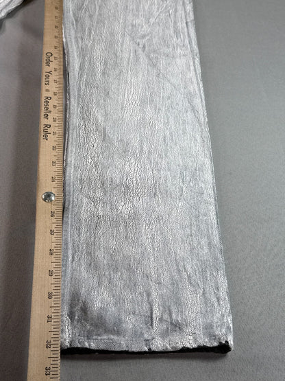 H&M White Crackle Coated Jeans Womens 4 Straight Leg High Rise Festival