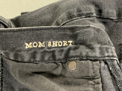 American Eagle Mom Shorts Black Distressed Denim High Rise Frayed Hem Sz 6 119
