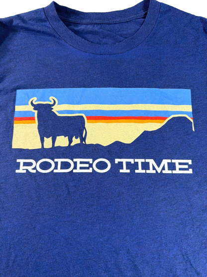 Rodeo Time Dale Brisby Shirt Blue Long Sleeve Bull Graphic Western Adult Tee